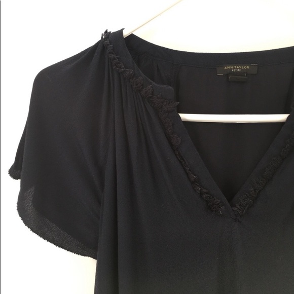 XSP -- Ann Taylor XS Petite Navy Blue Boho Shift Dress - Picture 4 of 9